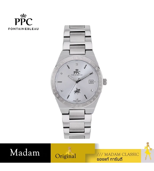 นาฬิกาข้อมือ PPC FONTAINEBLEAU PPC-DI04-WE JOAN CLASSIC LOGO DATE 34 MM,WHITE