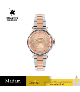 นาฬิกาข้อมือ US MASTERS POLO CLUB USM-DH03-SRG-RG FIRST LADY STRING ROMAN DATE SILVER ROSEGOLD / ROSEGOLD 36 MM,SILVER ROSEGOLD / ROSEGOLD