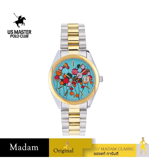 นาฬิกาข้อมือ US MASTERS POLO CLUB USM-EC03-SGD-CY NEW YORK BALLOON DATE 36 MM,SILVER GOLD / CYAN