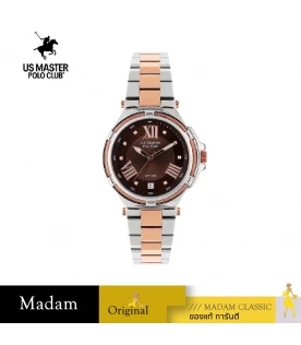 นาฬิกาข้อมือ US MASTERS POLO CLUB USM-DH03-SRG-BR FIRST LADY STRING ROMAN DATE SILVER ROSEGOLD / BROWN 36 MM,SILVER ROSEGOLD / BROWN