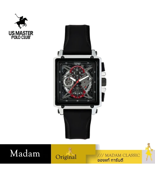 นาฬิกาข้อมือ US MASTERS POLO CLUB USM-DK06-BK-RD TITAN CHRONO SQUARE 42 MM,BLACK / RED