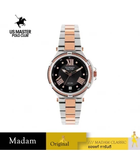 นาฬิกาข้อมือ US MASTERS POLO CLUB USM-DH03-SRG-BK FIRST LADY STRING ROMAN DATE SILVER ROSEGOLD / BLACK 36 MM,SILVER ROSEGOLD / BLACK