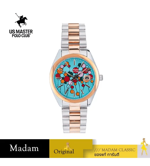 นาฬิกาข้อมือ US MASTERS POLO CLUB USM-EC03-SRG-CY NEW YORK BALLOON DATE 36 MM,SILVER ROSEGOLD / CYAN