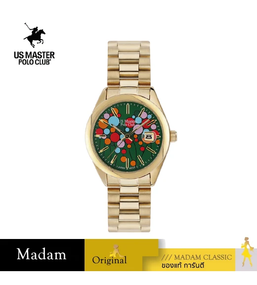 นาฬิกาข้อมือ US MASTERS POLO CLUB USM-EC03-GD-GN NEW YORK BALLOON DATE 36 MM,GOLD / GREEN