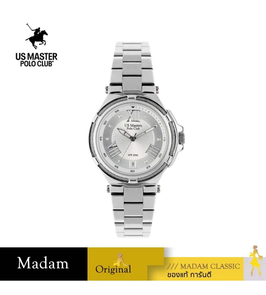 นาฬิกาข้อมือ US MASTERS POLO CLUB USM-DH03-WE FIRST LADY STRING ROMAN DATE WHITE 36 MM,WHITE