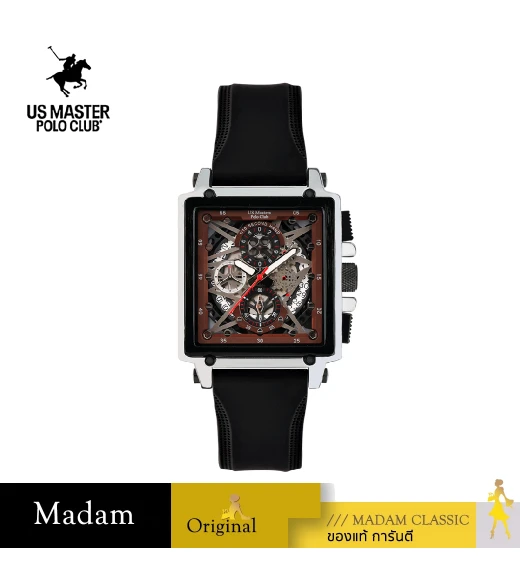 นาฬิกาข้อมือ US MASTERS POLO CLUB USM-DK06-BK-BR TITAN CHRONO SQUARE 42 MM,BLACK / BROWN