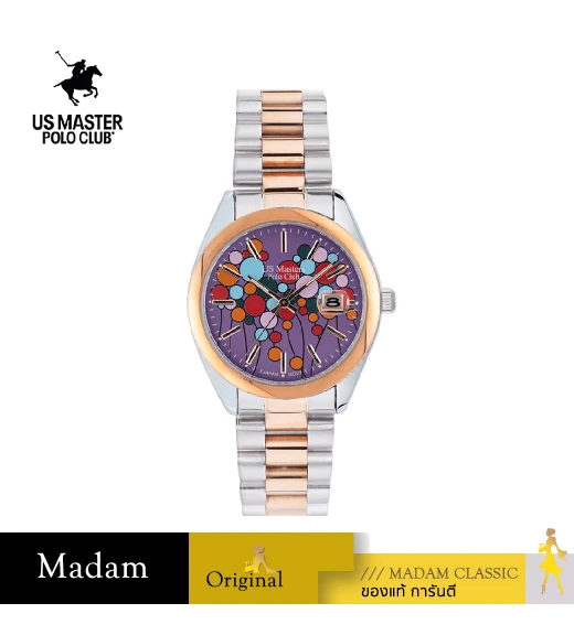 นาฬิกาข้อมือ US MASTERS POLO CLUB USM-EC03-SRG-LIC NEW YORK BALLOON DATE 36 MM,SILVER ROSEGOLD / LILAC
