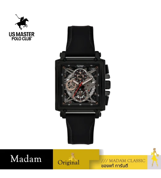 นาฬิกาข้อมือ US MASTERS POLO CLUB USM-DK06-IPB-GY TITAN CHRONO SQUARE 42 MM,PLATING BLACK / GREY