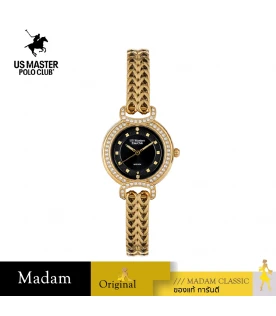 นาฬิกาข้อมือ US MASTERS POLO CLUB USM-DH05-GD-BK FIRST LADY PRINCESS DIAMOND 30 MM,GOLD / BLACK