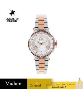 นาฬิกาข้อมือ US MASTERS POLO CLUB USM-DH03-SRG-WE FIRST LADY STRING ROMAN DATE SILVER ROSEGOLD / WHITE 36 MM,SILVER ROSEGOLD / WHITE