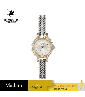 นาฬิกาข้อมือ US MASTERS POLO CLUB USM-DH05-SGD-WE FIRST LADY PRINCESS DIAMOND 30 MM,SILVER GOLD / WHITE
