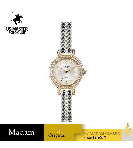 นาฬิกาข้อมือ US MASTERS POLO CLUB USM-DH05-SGD-WE FIRST LADY PRINCESS DIAMOND 30 MM,SILVER GOLD / WHITE
