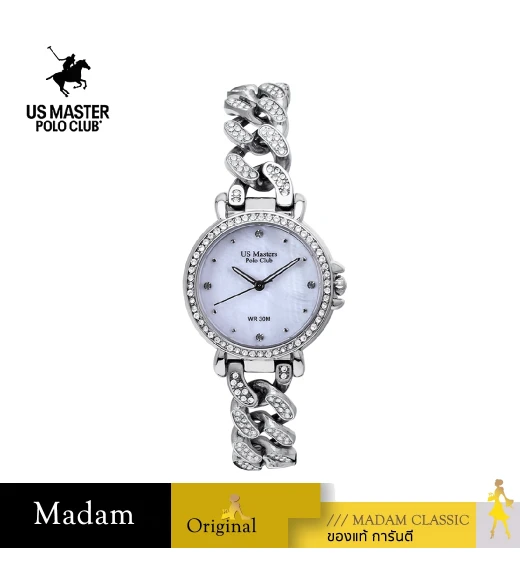 นาฬิกาข้อมือ US MASTERS POLO CLUB USM-DH06-WE FIRST LADY ETERNA CHAIN DIAMOND 30 MM,WHITE นาฬิกาข้อมือ US MASTERS POLO CLUB USM-DH06-WE FIRST LADY ETERNA CHAIN DIAMOND 30 MM,WHITE