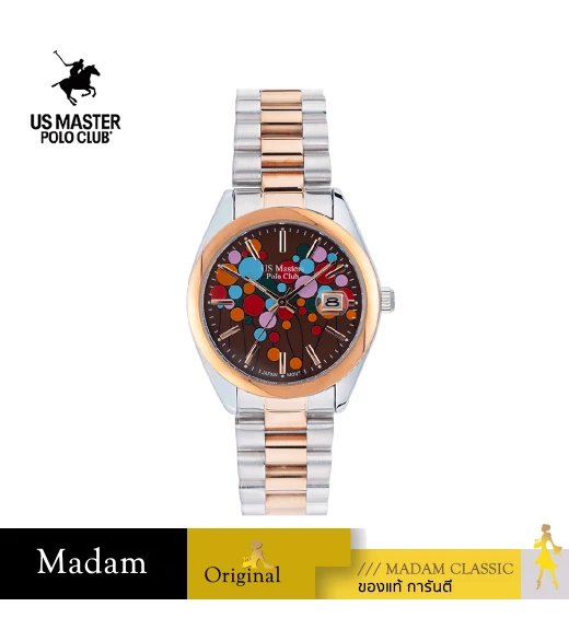 นาฬิกาข้อมือ US MASTERS POLO CLUB USM-EC03-SRG-BR NEW YORK BALLOON DATE 36 MM,SILVER ROSEGOLD / BROWN