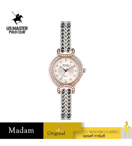 นาฬิกาข้อมือ US MASTERS POLO CLUB USM-DH05-SRG-WE FIRST LADY PRINCESS DIAMOND 30 MM,SILVER ROSEGOLD / WHITE