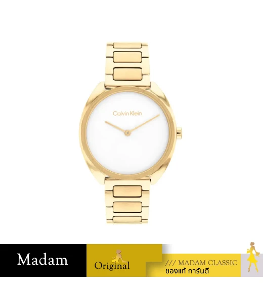 นาฬิกา Calvin Klein  CK25200276 Adorn Gold Stainless Steel Bracelet Analog Watch 34mm,White