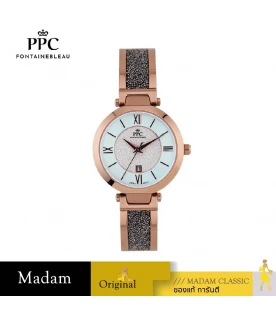 นาฬิกา PPC FONTAINEBLEAU PPC-DJ02-RG-LBU CANNES GLITTER MODERN DATE 33 MM,ROSEGOLD / LIGHT BLUE