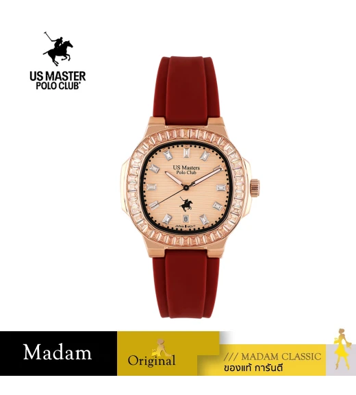 นาฬิกา US MASTERS POLO CLUB USM-EC01-RD-RG THE EMPIRE CRYSTAL CLASSIC DATE 36 MM,RED / ROSEGOLD	