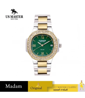 นาฬิกา US MASTERS POLO CLUB USM-DC07-SGD-GN FIRST LADY DC07 SILVER GOLD / GREEN 33 MM,SILVER GOLD / GREEN