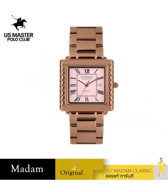 นาฬิกา US MASTERS POLO CLUB USM-DH10-RG-PK FIRST LADY ROMAN SQUARE DATE 28 MM,ROSEGOLD / PINK	