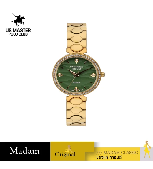 นาฬิกา US MASTERS POLO CLUB USM-DF11-GD-GN FIRST LADY WIND 30 MM,GOLD / GREEN	