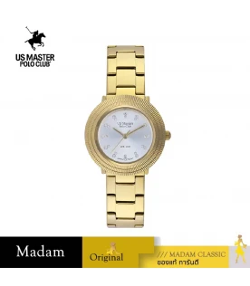 นาฬิกา US MASTERS POLO CLUB USM-DE18-GD-WE FIRST LADY AURA 33 MM.,GOLD / WHITE