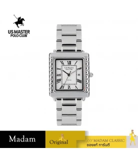 นาฬิกา US MASTERS POLO CLUB USM-DH10-WE FIRST LADY ROMAN SQUARE DATE 28 MM.,WHITE