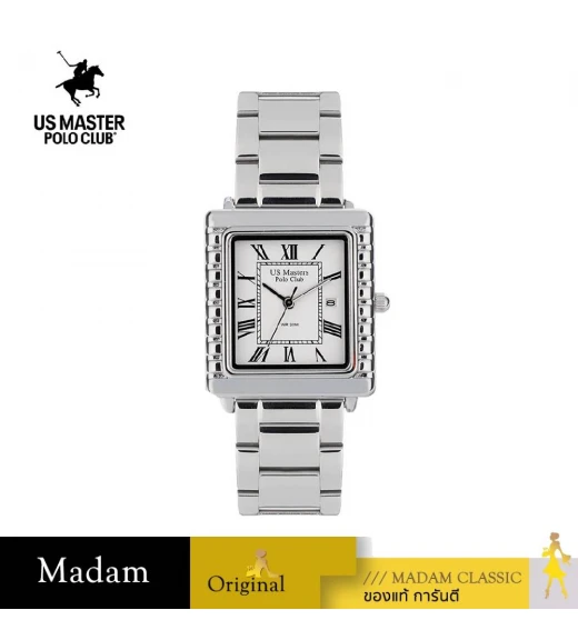 นาฬิกา US MASTERS POLO CLUB USM-DH10-WE FIRST LADY ROMAN SQUARE DATE 28 MM.,WHITE