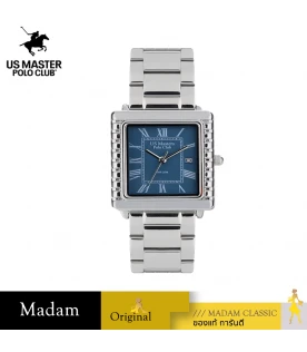 นาฬิกา US MASTERS POLO CLUB USM-DH10-RCY FIRST LADY ROMAN SQUARE DATE 28 MM,RETRO/CYAN	