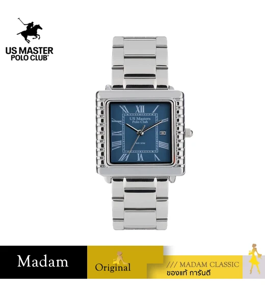 นาฬิกา US MASTERS POLO CLUB USM-DH10-RCY FIRST LADY ROMAN SQUARE DATE 28 MM,RETRO/CYAN นาฬิกา US MASTERS POLO CLUB USM-DH10-RCY FIRST LADY ROMAN SQUARE DATE 28 MM,RETRO/CYAN