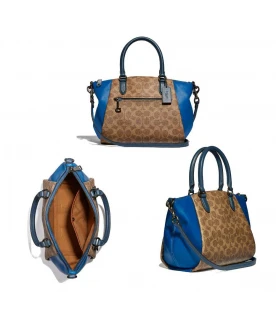 กระเป๋าสะพายข้าง COACH 1035 ELISE SATCHEL IN COLORBLOCK SIGNATURE CANVAS (V5RAV)
