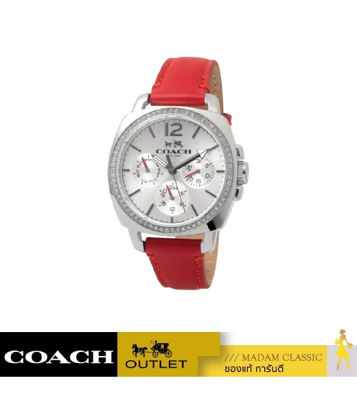 นาฬิกา COACH 14502171 WOMEN'S BOYFRIEND ROUND RED LEATHER STRAP WATCH