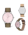 นาฬิกา COACH 14503873 GRAND WOMEN’S PINK DIAL BROWN LOGO STRAP WATCH