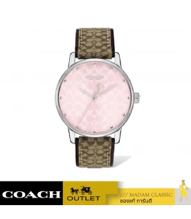 นาฬิกา COACH 14503873 GRAND WOMEN’S PINK DIAL BROWN LOGO STRAP WATCH