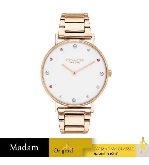 นาฬิกา Coach 14503938 Perry Quartz White Dial Ladies Watch Rose Gold /White		