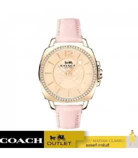 นาฬิกาข้อมือ COACH 14503981 Boyfriend Women's Pink Leather Strap Gold Watch   