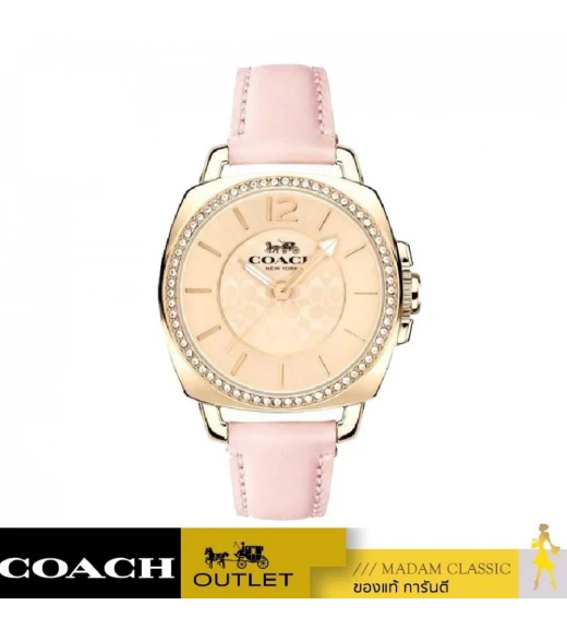 นาฬิกาข้อมือ COACH 14503981 Boyfriend Women's Pink Leather Strap Gold Watch   