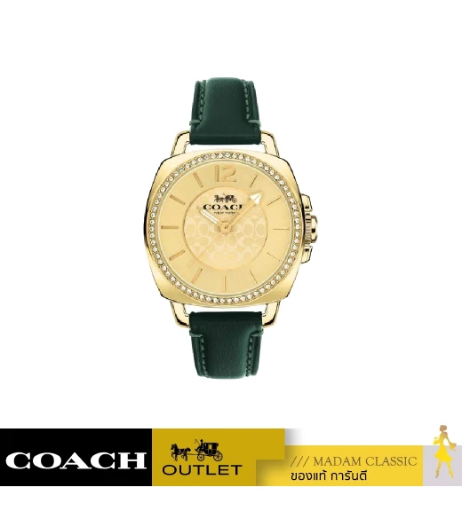 นาฬิกา COACH 14503982 BOYFRIEND GOLD TONE DIAL GREEN LEATHER STRAP WOMEN'S