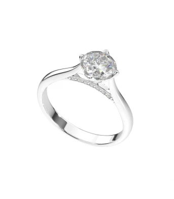 แหวน Lab Grown Diamond 1 เม็ด 1.00 กะรัต  14 เม็ด 0.07 กะรัต  รวม 1.07 กะรัต  นํ้า 99-100 เกรด VS-VVS ,9K  (White Gold)