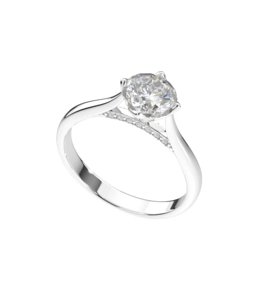 แหวน Lab Grown Diamond 1 เม็ด 1.00 กะรัต  14 เม็ด 0.07 กะรัต  รวม 1.07 กะรัต  นํ้า 99-100 เกรด VS-VVS ,9K  (White Gold)