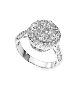 แหวน Lab Grown Diamond  47 เม็ด 1.32 กะรัต  นํ้า 99-100 เกรด VS-VVS ,9K  (White Gold)