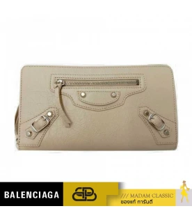 กระเป๋าสตางค์ BALENCIAGA ZIP AROUND LONG WALLET (BEIGE)