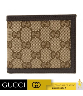 กระเป๋าสตางค์ GUCCI GG WALLET BI-FOLD CARD HOLDER COMPARTMENT (BROWN/BEIGE)