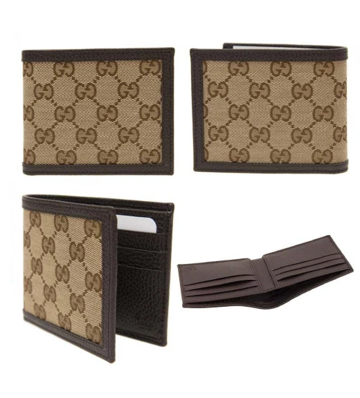 กระเป๋าสตางค์ GUCCI GG WALLET BI-FOLD CARD HOLDER COMPARTMENT (BROWN/BEIGE)