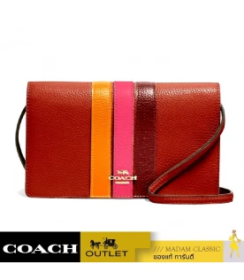 กระเป๋าสะพายข้าง COACH 2632 ANNA FOLDOVER CROSSBODY CLUTCH WITH VARSITY STRIPE (IMR6B)