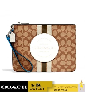 กระเป๋าคล้องมือ COACH DEMPSEY GALLERY POUCH IN SIGNATURE JACQUARD WITH STRIPE AND COACH PATCH (SVR1V)