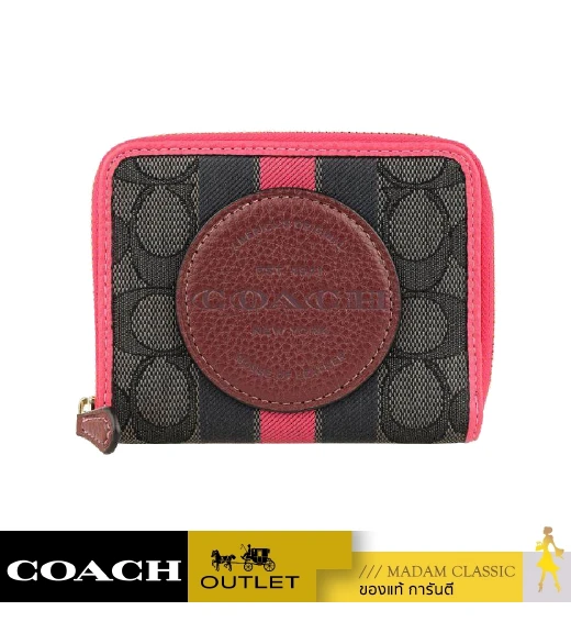 กระเป๋าสตางค์ COACH 2637 DEMPSEY SMALL ZIP AROUND WALLET IN SIGNATURE JACQUARD WITH STRIPE AND COACH PATCH (IMR2P)