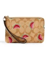 กระเป๋าคล้องมือ1ซิป CORNER ZIP WRISTLET IN SIGNATURE CANVAS WITH WATERMELON PRINT  (IMR0Q) สี: IM/LT KHAKI/RED MULTI