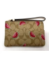 กระเป๋าคล้องมือ1ซิป CORNER ZIP WRISTLET IN SIGNATURE CANVAS WITH WATERMELON PRINT  (IMR0Q) สี: IM/LT KHAKI/RED MULTI