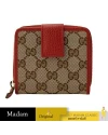 กระเป๋าสตางค์ GUCCI ORIGINAL GG ZIP AROUND SHORT WALLET (BEIGE/RED)